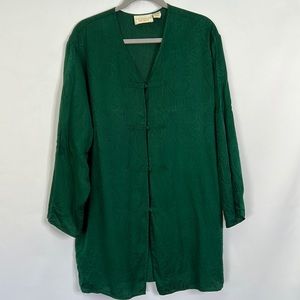 Victorias Secret vintage button kimono long sleeve paisley emerald sleep tunic
